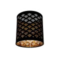 VK/E27/E14/COP18/B - Υφασμάτινο καπέλο, ø180x210mm, πυραμίδα, μαύρο-χάλκινο, E14/E27, MAX 35/42W
