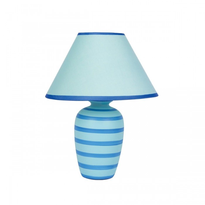 VK/1305/B - Πορτατίφ κεραμικό, Ε14, MAX 35W, οβάλ, σιέλ με μπλε ρίγες