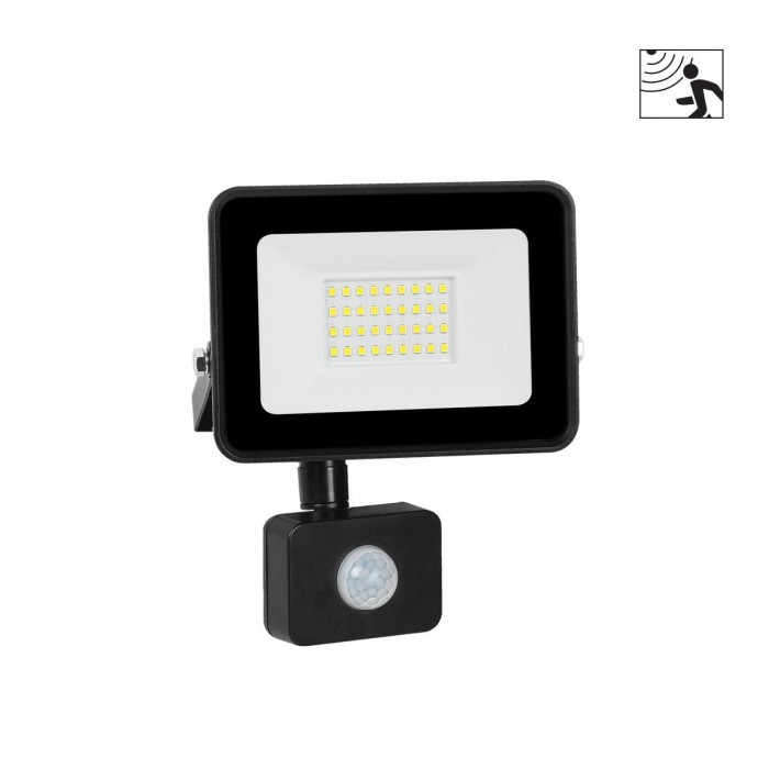 VK/02250/B/D/MS - Προβολέας LED με αισθητήρα κίνησης, 6500K, 30W, 2700lm, 120°, CRI>80, IP65, 16x18x5cm, μαύρος VK/02250/B/D/MS - Προβολέας LED με αισθητήρα κίνησης, 6500K, 30W, 2700lm, 120°, CRI>80, IP65, 16x18x5cm, μαύρος