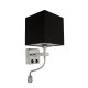 VK/04032/MC/B -<p>Απλίκα τοίχου, E14 + led 1W, 240V, τετράγωνη 17x17x17cm, νίκελ/μαύρη</p>