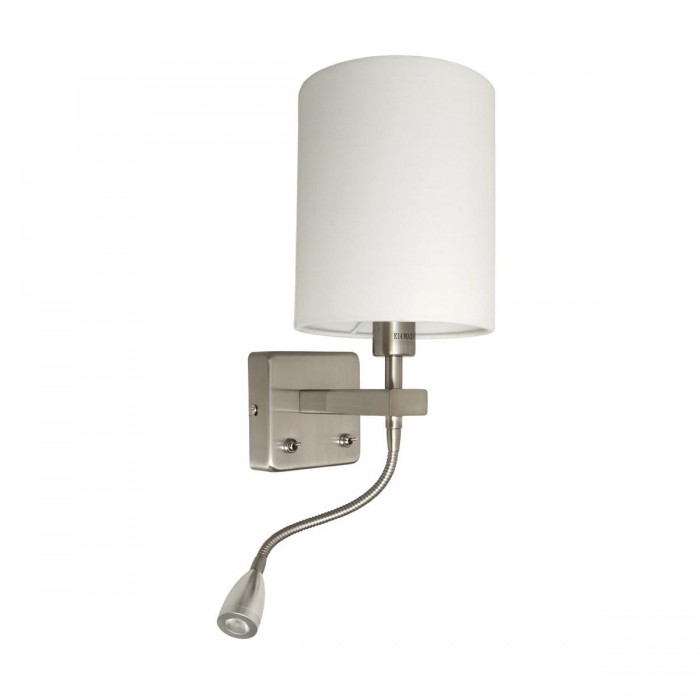 VK/04033/MC/W -<p>Απλίκα τοίχου, E14 + led 1W, 240V, κυλινδρική ø15x18cm, νίκελ ματ/λευκή</p>