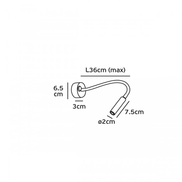 VK/04110/B/W - Απλίκα τοίχου σπιράλ led, 100-240V, 3W, 3000K, 100lm, 25°, CRI>80, IP20, με διακόπτη, μαύρη 