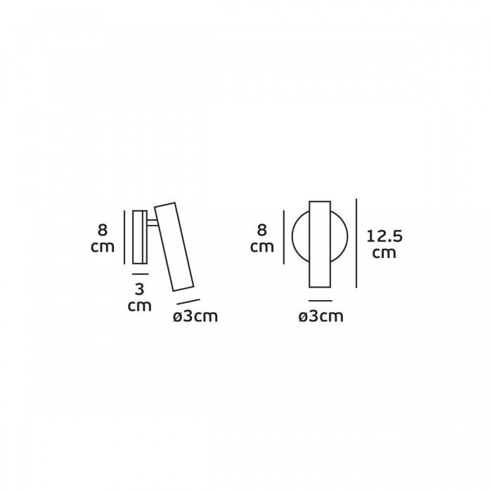 VK/04152/WA/B/W - Φωτιστικό τοίχου led, 100-265V, 3W, 3000K, 110lm, 30°, CRI>80, IP20, μαύρο 