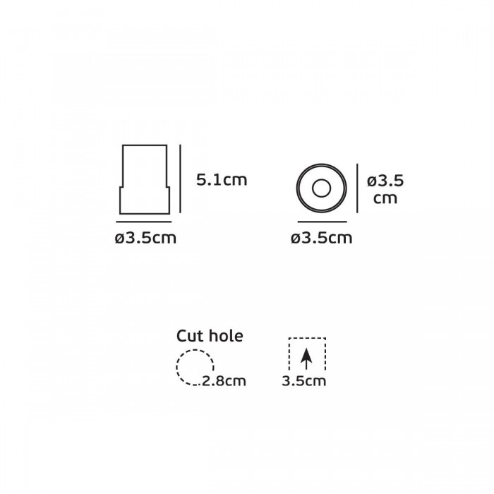 VK/04146/B/W - Χωνευτό σταθερό σποτ led, 3w, 3000K, 180-200lm, 15°, Dimmable, IP20, μαύρο