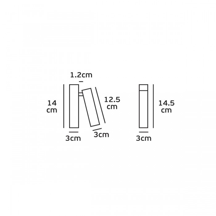 VK/04153/WA/B/W - Φωτιστικό τοίχου led, 100-265V, 3W, 3000K, 110lm, 30°, CRI>80, IP20, μαύρο 