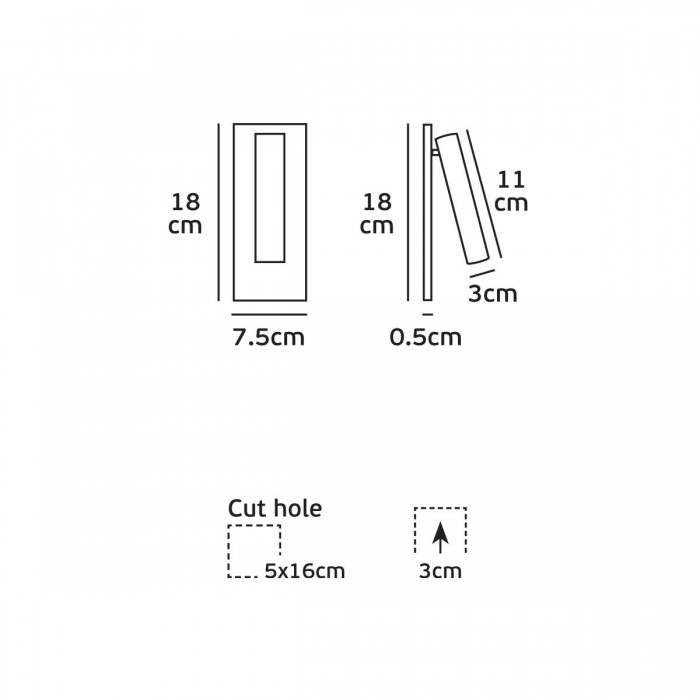 VK/04154/WA/W/W - Απλίκα τοίχου led, 100-265V, 3W, 3000K, 110lm, 30°, CRI>80, IP20, λευκή 