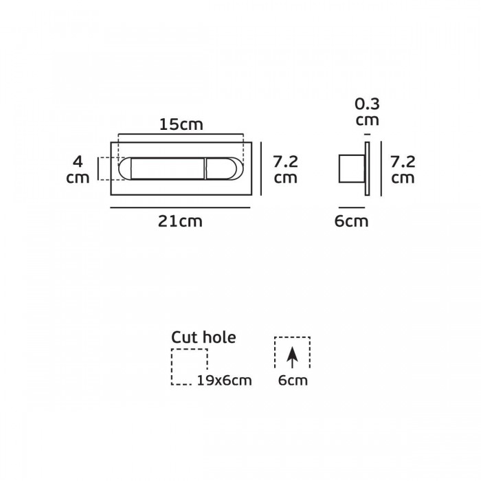 VK/04155/WA/W/W - Απλίκα τοίχου led χωνευτή, 100-265V, 3W, 3000K, 110lm, 30°, CRI>80, IP20, λευκή 