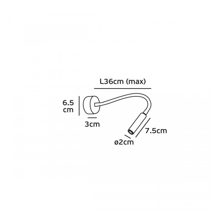 VK/04110NS/B/W - Απλίκα τοίχου σπιράλ led, 100-240V, 3W, 3000K, 100lm, 25°, CRI>80, IP20, χωρίς διακόπτη, μαύρη 