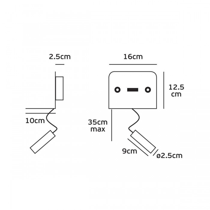 VK/04229/B/W - Φωτιστικό τοίχου led, 220-240V, 3W & 6W, 3200K, 480lm, 25°, CRI>70, IP20, μαύρο VK/04229/B/W - Φωτιστικό τοίχου led, 220-240V, 3W & 6W, 3200K, 480lm, 25°, CRI>70, IP20, μαύρο