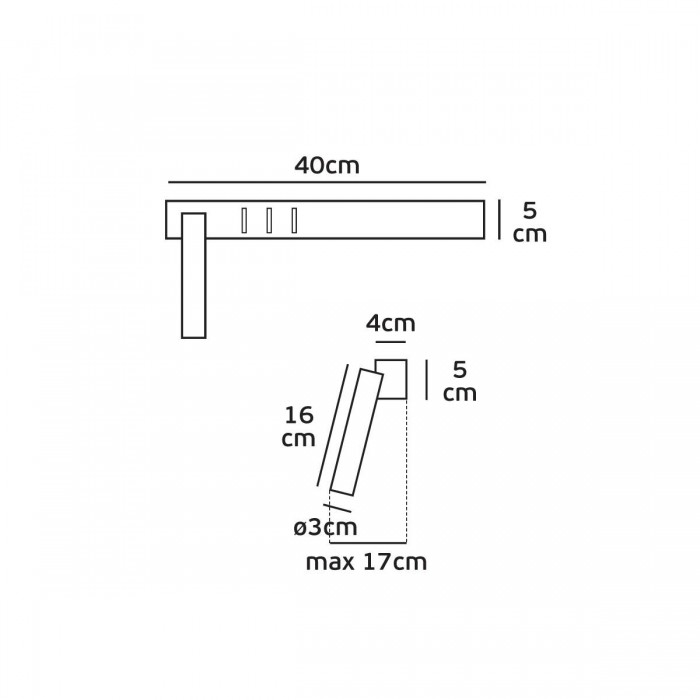 VK/04231/W/W/40/L - Φωτιστικό τοίχου led, 220-240V, 3W & 2x6W, 3200K, 690lm, 25°, CRI>70, IP20, 40cm, λευκό αριστερό VK/04231/W/W/40/L - Φωτιστικό τοίχου led, 220-240V, 3W & 2x6W, 3200K, 690lm, 25°, CRI>70, IP20, 40cm, λευκό αριστερό