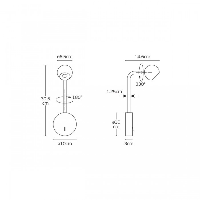 VK/04574/WA/B/W - Απλίκα τοίχου led, μαύρη. 3000K. 6W. 545lm. CRI>80. IP20.