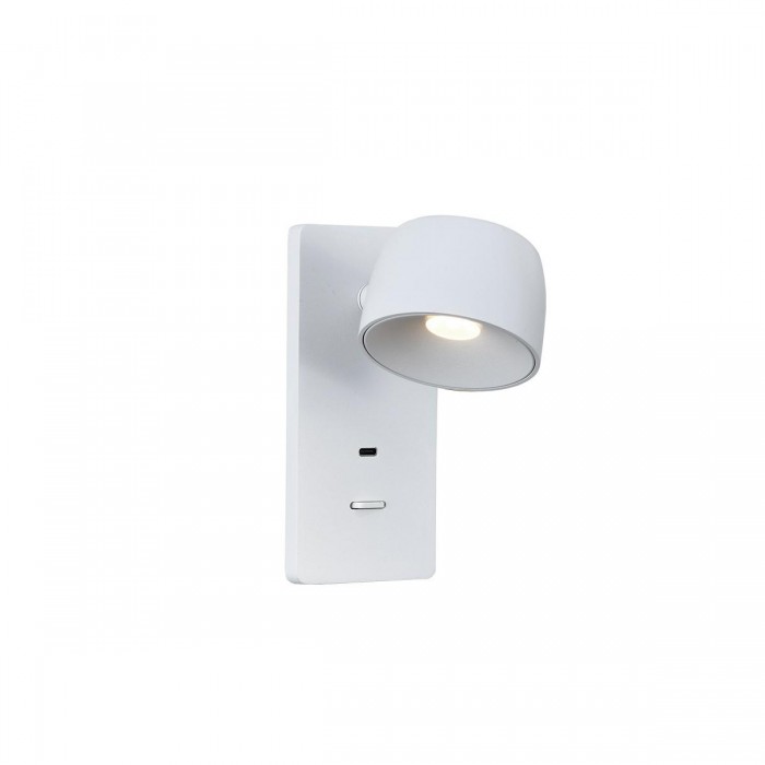 VK/04735/WA/W/W/USB - Λευκό. 3000K. 5.8W. 443lm. AC220-240V. 25°. LED Cree COB. Τροφοδοτικό Eaglerise. Φωτιστικό τοίχου/διαβάσματος. -20°C → 50°C. 50.000hrs. Dim No. Περιλαμβάνει θύρα USB και ένα λεπτό διακόπτη. CRI>90. Αλουμίνιο. IP20 VK/04735/WA/W/W/USB - Λευκό. 3000K. 5.8W. 443lm. AC220-240V. 25°. LED Cree COB. Τροφοδοτικό Eaglerise. Φωτιστικό τοίχου/διαβάσματος. -20°C → 50°C. 50.000hrs. Dim No. Περιλαμβάνει θύρα USB και ένα λεπτό διακόπτη. CRI>90. Αλουμίνιο. IP20