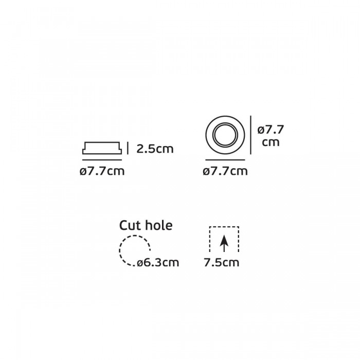  VK/03009G/MC - Σποτ στρογγυλό, σταθερό, GU10, 240V, Max35W, IP20, ø7.7x2.5cm, νίκελ ματ