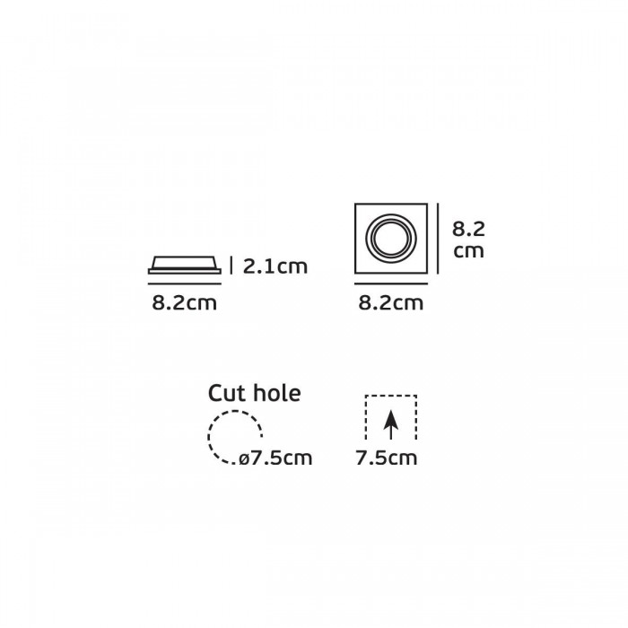  VK/03011G/W - Σποτ τετράγωνο, κινητό, GU10/PAR16, Max12W (LED), IP20, 8.2x8.2x2.1cm, λευκό