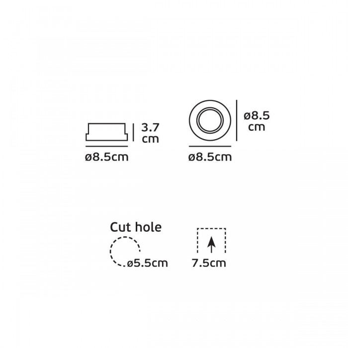 VK/03058/W - Σποτ στρογγυλό, σταθερό, MR16, 12V, GU5.3, Max 35W, IP65, ø8.5x3.7cm, λευκό