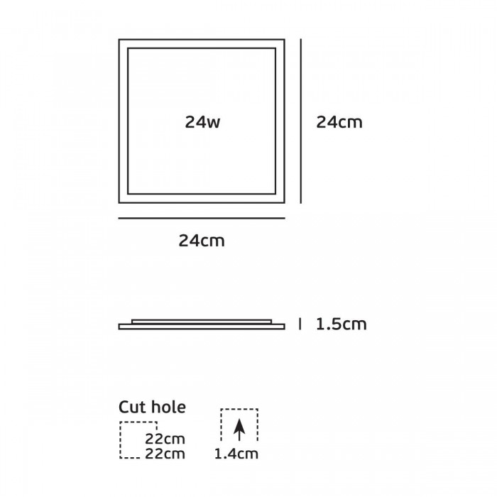  VK/04018/W/D - Χωνευτό φωτιστικό led panel, 24W, 6000K, 1.920lm, 115°, IP20, 24x24x1.5cm, λευκό