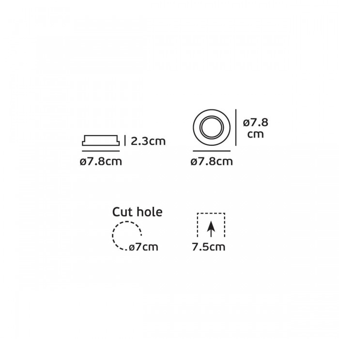  VK/03010G/W - Σποτ στρογγυλό, σταθερό, GU10, 240V, Max35W, IP20, ø7.8x2.3cm, λευκό