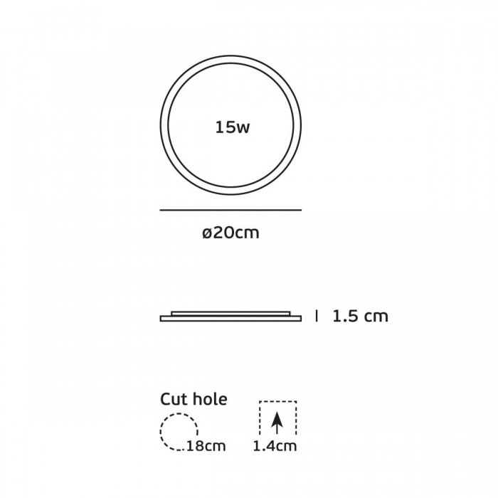 VK/04049/W/C - Χωνευτό φωτιστικό led panel, 15W, 4000K, 1.050lm, 115°, IP20, ø20x1.5cm, λευκό VK/04049/W/C - Χωνευτό φωτιστικό led panel, 15W, 4000K, 1.050lm, 115°, IP20, ø20x1.5cm, λευκό