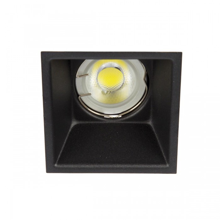  VK/03013G/B - Σποτ τετράγωνο, σταθερό, GU10/PAR16, Max12W (LED), IP20, 8.8x8.8x6.5cm, μαύρο
