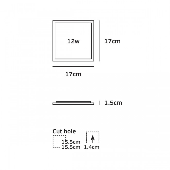 VK/04078/W/C - Χωνευτό φωτιστικό led panel, 12W, 4000K, 840lm, 115°, IP20, 17x17x1.5cm, λευκό VK/04078/W/C - Χωνευτό φωτιστικό led panel, 12W, 4000K, 840lm, 115°, IP20, 17x17x1.5cm, λευκό
