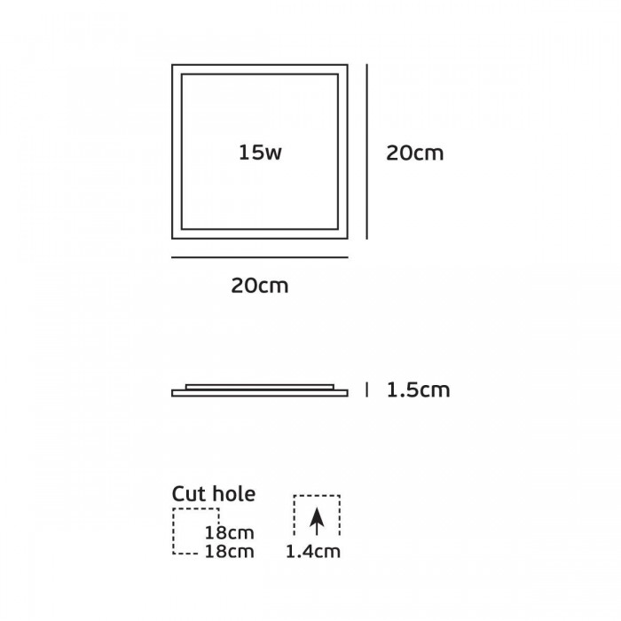 VK/04079/W/C - Χωνευτό φωτιστικό led panel, 15W, 4000K, 1.050lm, 115°, IP20, 20x20x1.5cm, λευκό VK/04079/W/C - Χωνευτό φωτιστικό led panel, 15W, 4000K, 1.050lm, 115°, IP20, 20x20x1.5cm, λευκό