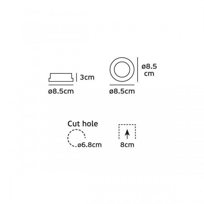 VK/03065G/W - Σποτ στρογγυλό, σταθερό, GU10/PAR16, Max12W (LED), IP20, ø8.5x3cm, λευκό VK/03065G/W - Σποτ στρογγυλό, σταθερό, GU10/PAR16, Max12W (LED), IP20, ø8.5x3cm, λευκό