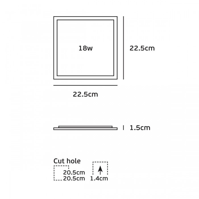 VK/04080/W/C - Χωνευτό φωτιστικό led panel, 18W, 4000K, 1.440lm, 115°, IP20, 22.5x22.5x1.5cm, λευκό VK/04080/W/C - Χωνευτό φωτιστικό led panel, 18W, 4000K, 1.440lm, 115°, IP20, 22.5x22.5x1.5cm, λευκό