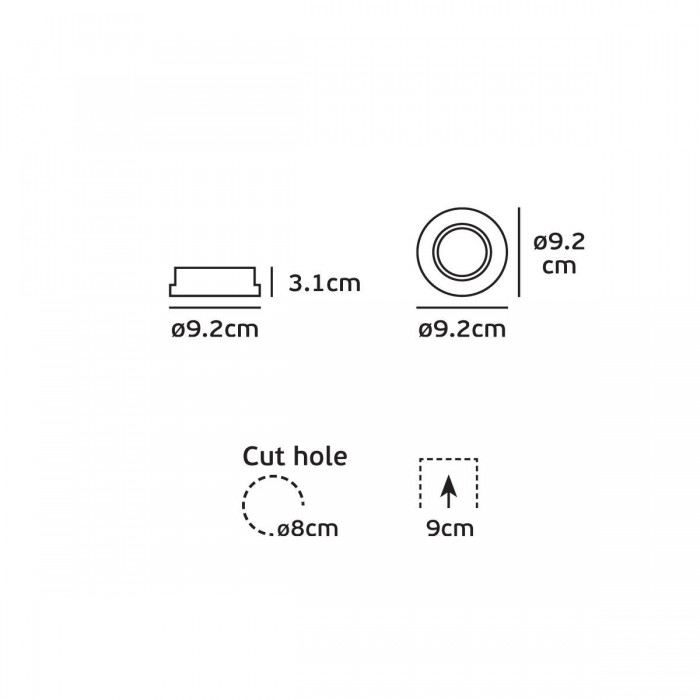  VK/03113G/W - Σποτ στρογγυλό, κινητό, GU10, 240V, Max35W, IP20, ø9.2x3.1cm, λευκό