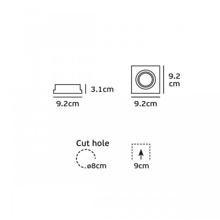 VK/03114G/W - Σποτ τετράγωνο, κινητό, GU10/PAR16, Max12W (LED), IP20, 9.2x9.2x3.1cm, λευκό VK/03114G/W - Σποτ τετράγωνο, κινητό, GU10/PAR16, Max12W (LED), IP20, 9.2x9.2x3.1cm, λευκό