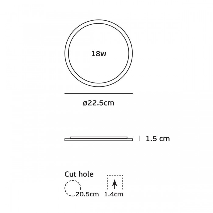 VK/04050/W/D - Χωνευτό φωτιστικό led panel, 18W, 6000K, 1.440lm, 115°, IP20, ø22.5x1.5cm, λευκό VK/04050/W/D - Χωνευτό φωτιστικό led panel, 18W, 6000K, 1.440lm, 115°, IP20, ø22.5x1.5cm, λευκό