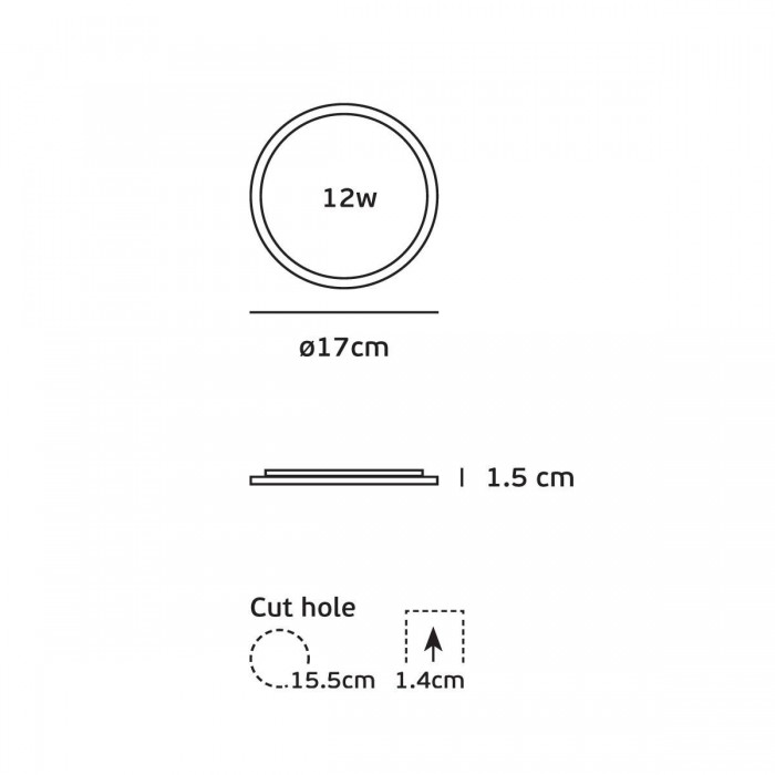 VK/04074/W/D - Χωνευτό φωτιστικό led panel, 12W, 6000K, 840lm, 115°, IP20, ø17x1.5cm, λευκό VK/04074/W/D - Χωνευτό φωτιστικό led panel, 12W, 6000K, 840lm, 115°, IP20, ø17x1.5cm, λευκό