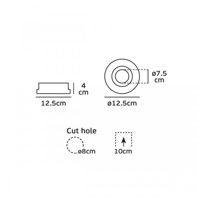  VK/03193G/W - Σποτ στρογγυλό, κινητό, trimless, GU10/PAR16, Max12W (LED), IP20, ø12.5x4cm, λευκό 