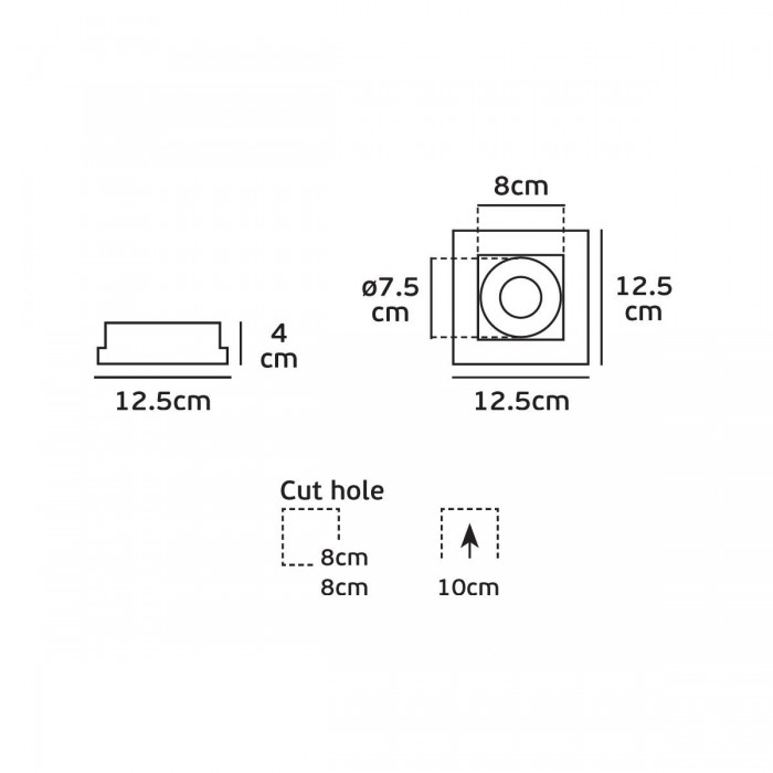 VK/03194G/W - Σποτ τετράγωνο, κινητό, trimless, GU10/PAR16, Max12W (LED), IP20, 12.5x12.5x4cm, λευκό VK/03194G/W - Σποτ τετράγωνο, κινητό, trimless, GU10/PAR16, Max12W (LED), IP20, 12.5x12.5x4cm, λευκό