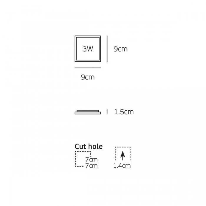 VK/04075/W/CCT - Λευκό. Slim Panel CCT Led. 3000K-4000K-6000K 180lm 3W 100° CRI>80. AC Driver 220-240V (included). LED SMD 2835. 50.000hrs. <45°C. 9x9cm. Αλουμίνιο,πλαστικό. IP20 VK/04075/W/CCT - Λευκό. Slim Panel CCT Led. 3000K-4000K-6000K 180lm 3W 100° CRI>80. AC Driver 220-240V (included). LED SMD 2835. 50.000hrs. <45°C. 9x9cm. Αλουμίνιο,πλαστικό. IP20