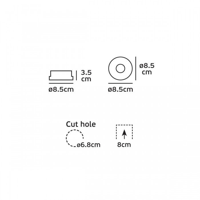  VK/03196/B - Σποτ στρογγυλό, σταθερό, MR16, 12V, GU5.3, Max 35W, IP65, ø8.5x3.5cm, μαύρο