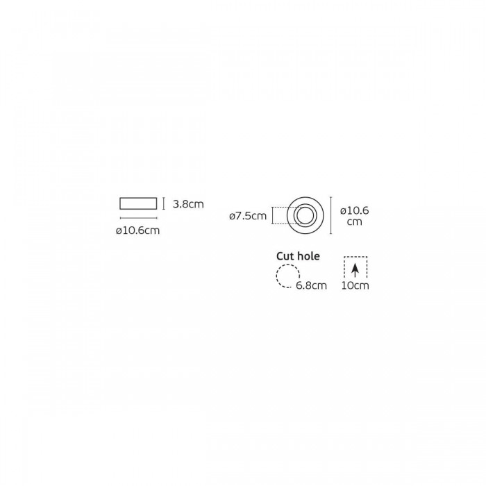 VK/03287/B - Σποτ στρογγυλό, σταθερό, trimless, GU5.3/PAR16, Max 12W (LED), IP65, ø10.6x3.8cm, μαύρο