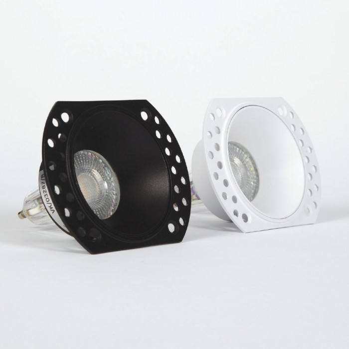 VK/03287/B - Σποτ στρογγυλό, σταθερό, trimless, GU5.3/PAR16, Max 12W (LED), IP65, ø10.6x3.8cm, μαύρο
