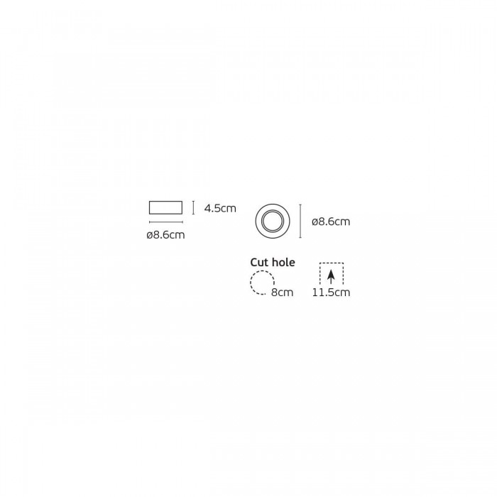 VK/03012G/HQ/W - Σποτ στρογγυλό, σταθερό, GU10/PAR16, Max12W (LED), IP20, ø8.6x4.5cm, λευκό VK/03012G/HQ/W - Σποτ στρογγυλό, σταθερό, GU10/PAR16, Max12W (LED), IP20, ø8.6x4.5cm, λευκό