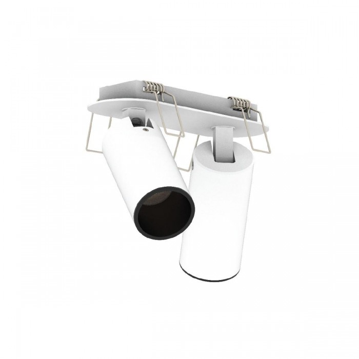 VK/04612/2/W-B/W - Χωνευτό κινητό σποτ led. 3000K. 1.220lm. 2x6W. CRI>90, IP20, λευκό + μαύρο