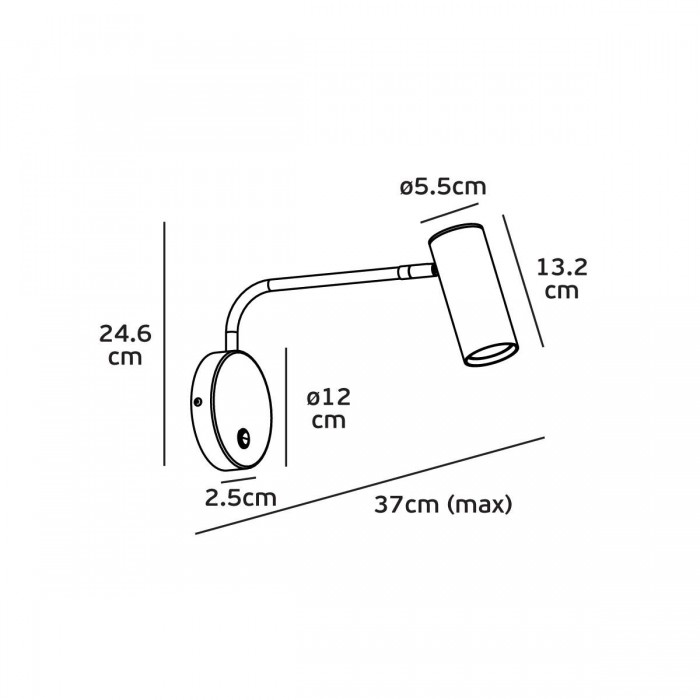 VK/03096WA/B - Σποτ τοίχου GU10, 240V, Max 12W (LED), IP20, μαύρο VK/03096WA/B - Σποτ τοίχου GU10, 240V, Max 12W (LED), IP20, μαύρο
