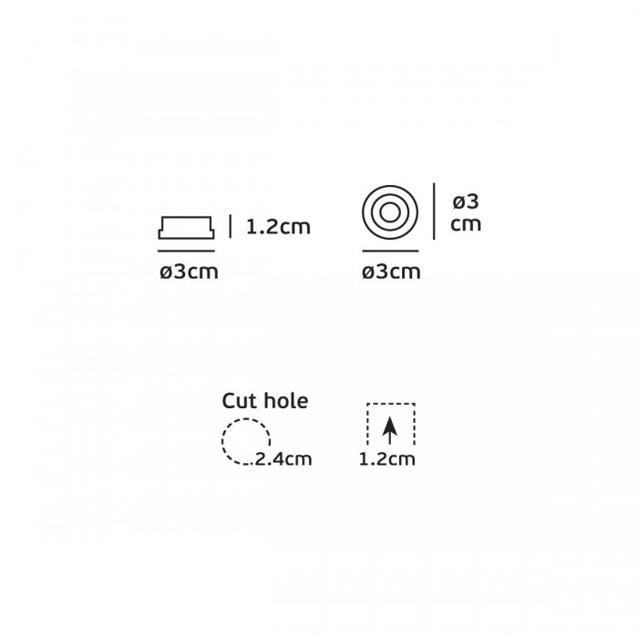 VK/04128/W/W - Χωνευτό σταθερό σποτ led, 3w, 3000K, 70lm, 20°, IP20, λευκό