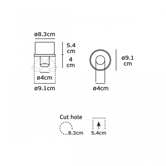 VK/04147/W/W - Χωνευτό κινητό σποτ led, 7W, 3000K, 560lm, 24°, με τροφοδοτικό χωρίς δυνατότητα ροοστάτη, IP20, λευκό-χρυσό