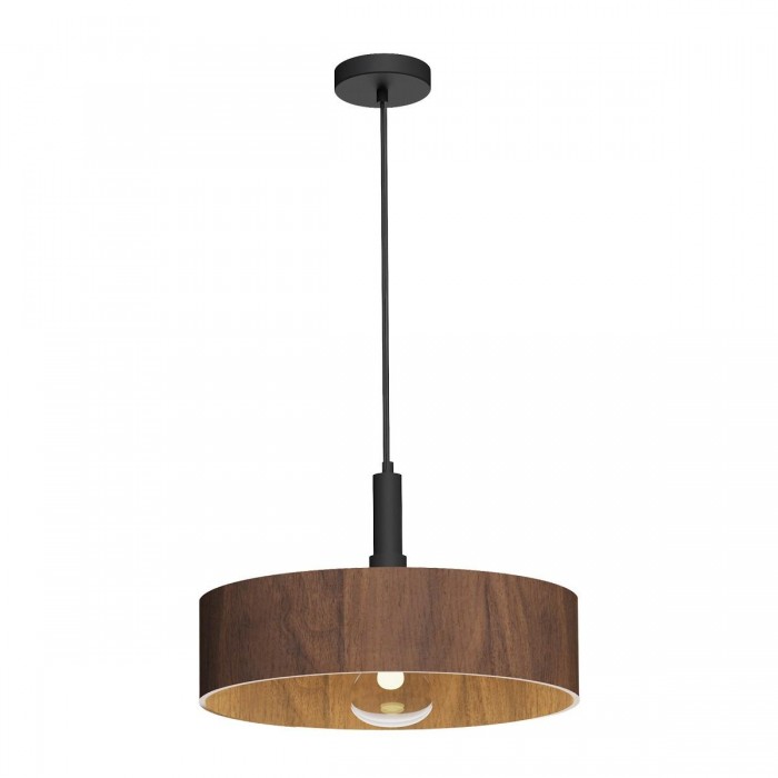 VK/03349/PE/WW/40 - Walnut wood. E27. Max 20W (LED). 240V. -10°C → 40°C. Οροφής/κρεμαστό. Ξύλο καρυδιάς, υφασμάτινο καλώδιο, μεταλλική ροζέτα. IP20