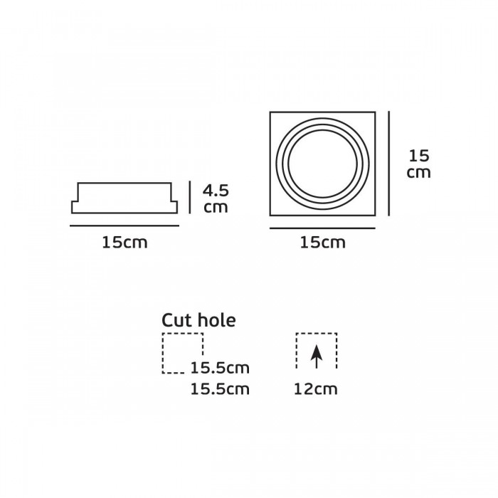 VK/03185/W - Σποτ τετράγωνο, κινητό, trimless, ES111/R111, GU10/G53, Max 20W (LED), IP20, 15x15x4.5cm, λευκό VK/03185/W - Σποτ τετράγωνο, κινητό, trimless, ES111/R111, GU10/G53, Max 20W (LED), IP20, 15x15x4.5cm, λευκό