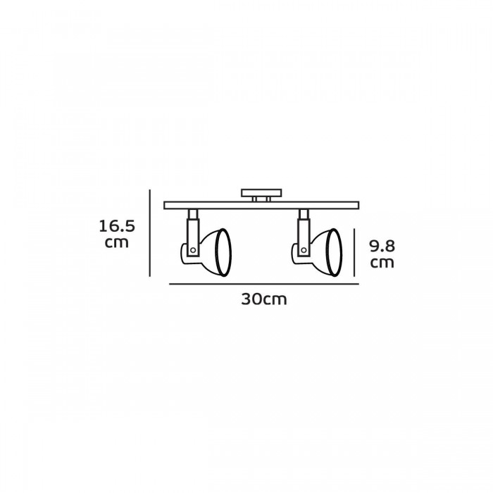 VK/03106CE/2/B - Σποτ διπλό αλουμινίου οροφής, 240V, 2xGU10, Max 2x12W (LED), IP20, 30x16.5cm, μαύρο