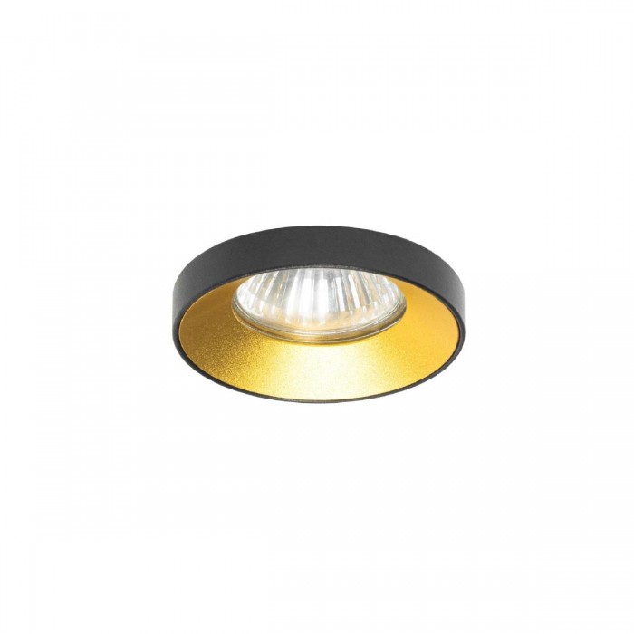 VK/03306/BG - Χωνευτό σποτ, σταθερό για GU10/PAR16, Max12W (LED), IP20, ø7.5x3cm, sanded black body+gold reflector VK/03306/BG - Χωνευτό σποτ, σταθερό για GU10/PAR16, Max12W (LED), IP20, ø7.5x3cm, sanded black body+gold reflector