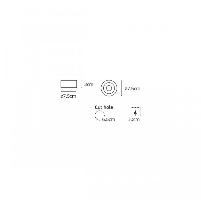 VK/03306/BC - Χωνευτό σποτ, σταθερό για GU10/PAR16, Max12W (LED), IP20, ø7.5x3cm, sanded black body+copper reflector VK/03306/BC - Χωνευτό σποτ, σταθερό για GU10/PAR16, Max12W (LED), IP20, ø7.5x3cm, sanded black body+copper reflector