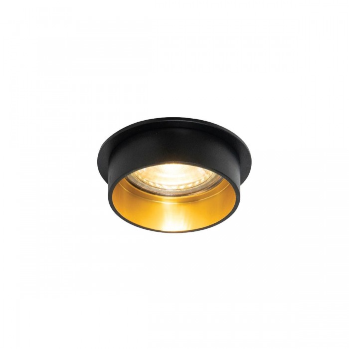 VK/03307/BG - Χωνευτό σποτ, σταθερό για GU10/PAR16, Max12W (LED), IP20, ø7x3.6cm, sanded black outside+gold inside VK/03307/BG - Χωνευτό σποτ, σταθερό για GU10/PAR16, Max12W (LED), IP20, ø7x3.6cm, sanded black outside+gold inside