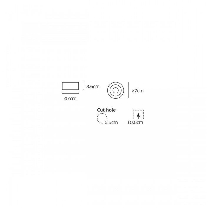 VK/03307/WG - Χωνευτό σποτ, σταθερό για GU10/PAR16, Max12W (LED), IP20, ø7x3.6cm, sanded white outside+gold inside VK/03307/WG - Χωνευτό σποτ, σταθερό για GU10/PAR16, Max12W (LED), IP20, ø7x3.6cm, sanded white outside+gold inside