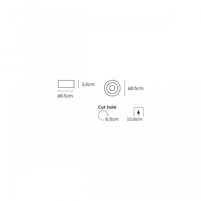 VK/03308/BG - Χωνευτό σποτ, σταθερό για GU10/PAR16, Max12W (LED), IP20, ø8.5x3.6cm, sanded black outside+gold inside VK/03308/BG - Χωνευτό σποτ, σταθερό για GU10/PAR16, Max12W (LED), IP20, ø8.5x3.6cm, sanded black outside+gold inside